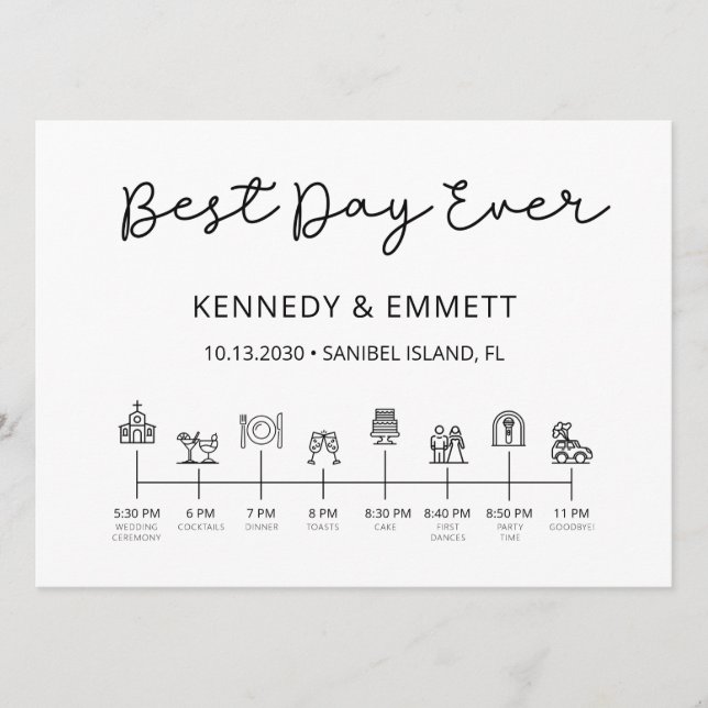 Programa Cronología del Día de la Boda de la Igles (Anverso)