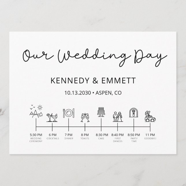 Programa cronológico del Día de la Boda de Montaña (Anverso)