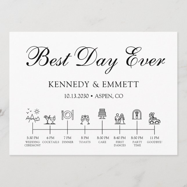 Programa cronológico del Día de la Boda de Montaña (Anverso)