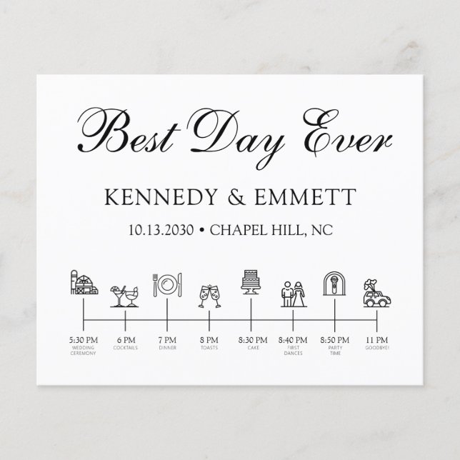 Programa cronológico del Día de la Boda Elegante d (Anverso)