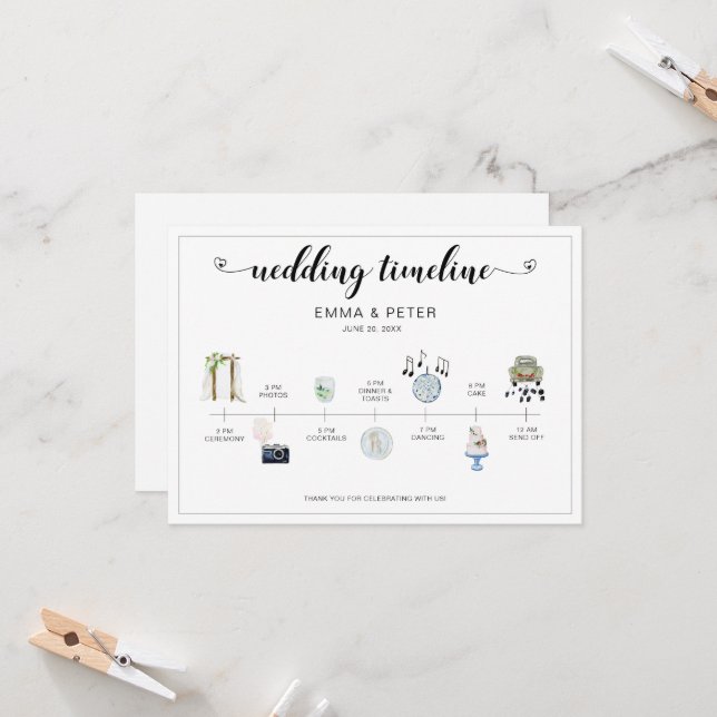 Programa cronológico Itinerario del Día de la Boda