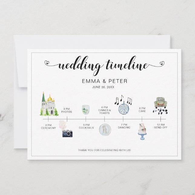 Programa cronológico Itinerario del Día de la Boda (Anverso)