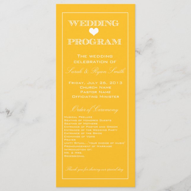 Programa Cute Heart Yellow Wedding (Anverso)