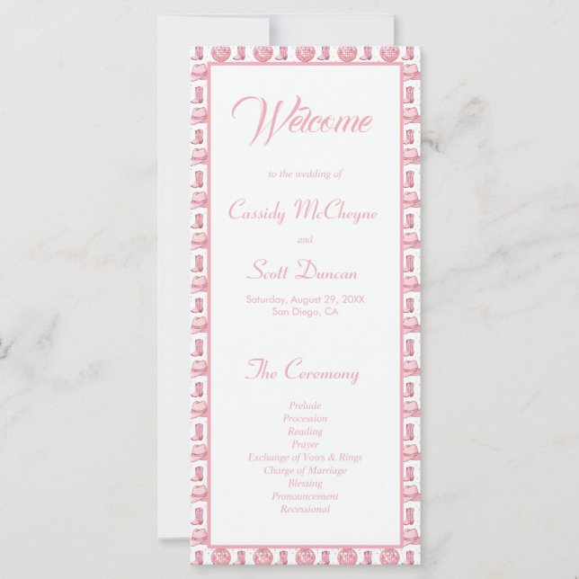 Programa Cute Pink Western Wedding (Anverso)