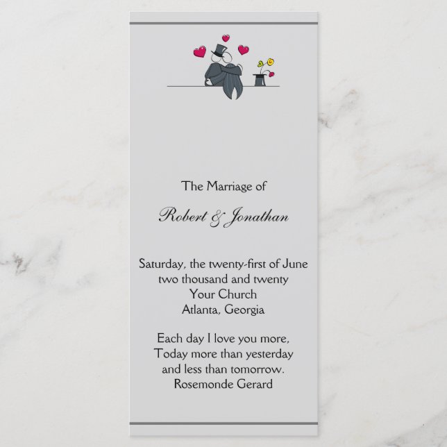Programa Cute Two Grooms Personalizado Matrimonio  (Anverso)