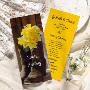 Programa Daffodis y Cowboy Boots País Boda occidental
