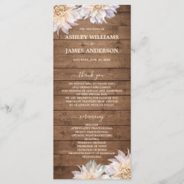 Programa Dahlia Pink Floral Rustic Wood Wedding