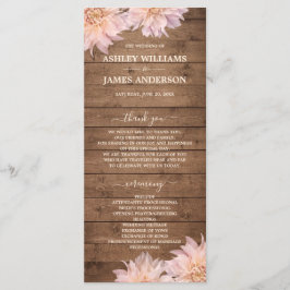 Programa Dahlia Pink Floral Rustic Wood Wedding