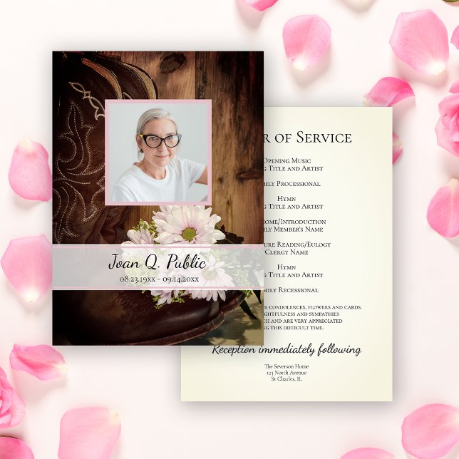 Programa Daisies rosados Cowboy Boots Servicio de funerales (Subido por el creador)