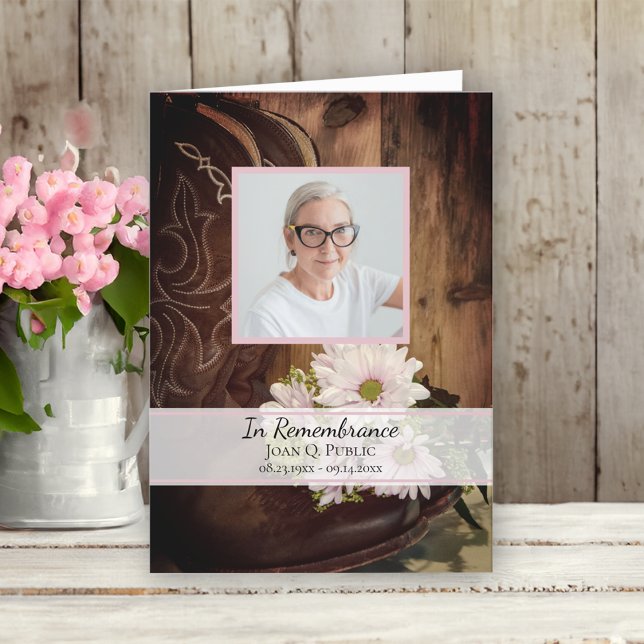 Programa Daisies rosados Cowboy Boots Servicio de funerales (Subido por el creador)