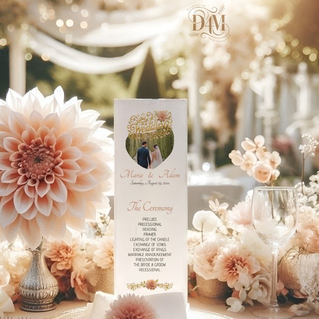 Programa Dalias de Rosa Elegante Bodas con Letra Dorada Fot (Subido por el creador)