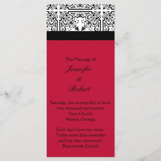 Programa Damask Delight en Berry Purple Wedding (Anverso)