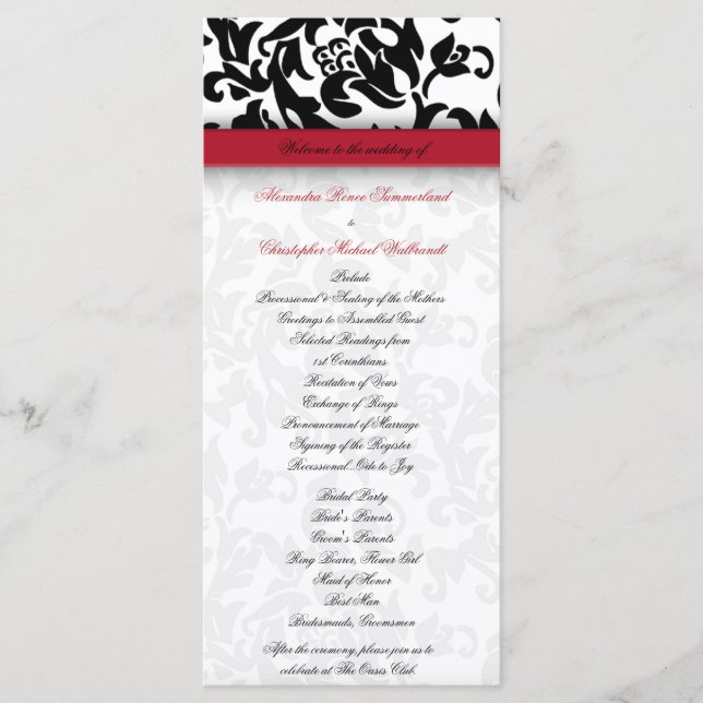 Programa Damask Delight Wedding (Anverso)