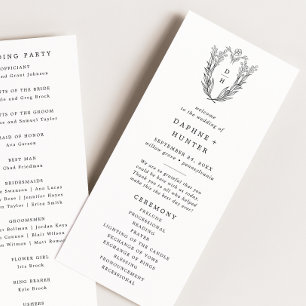 Programa DAPHNE Greenery Escudo blanco negro Boda Monograma