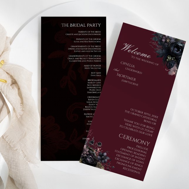 Programa Dark Gothic Floral Burgundy Boda (Subido por el creador)