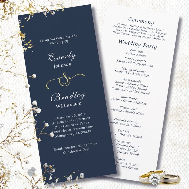 Programa Dark Navy Background Elegant Minimal Wedding (Subido por el creador)