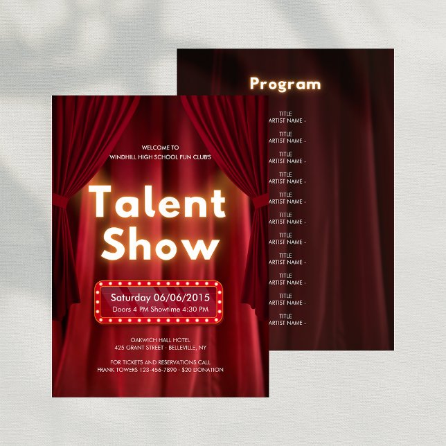 Programa de Artes Escénicas de Espectáculo de Tale (Editable Talent Show Performing Arts Program)