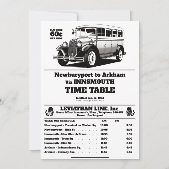 Programa de autobuses Innsmouth Joe Sargent (Anverso)