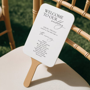Programa de bienvenida de boda con abanico de mano