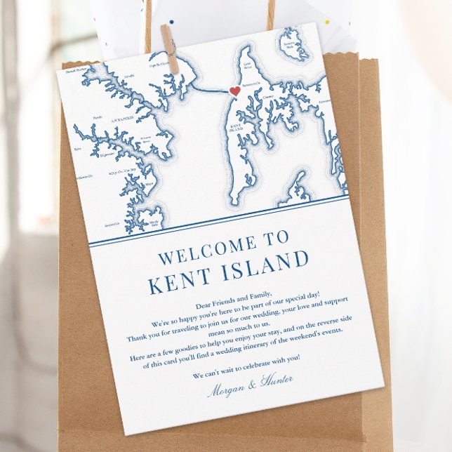Programa de bienvenida para el Boda del Chesapeake (Chesapeake Bay Beach Club Wedding Welcome Letter and Weekend Events Itinerary in Elegant Navy Blue)