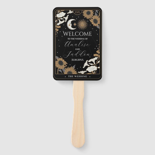 Programa de Boda Abanico de Mano Tarot Sol Luna Es (Anverso)