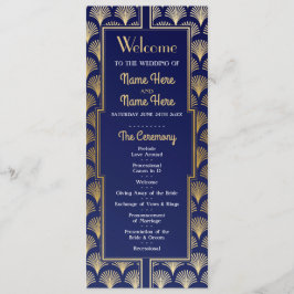 Programa de Boda Acuarela Art Deco Dorado de los A