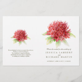 Programa de boda acuarela waratah rojo