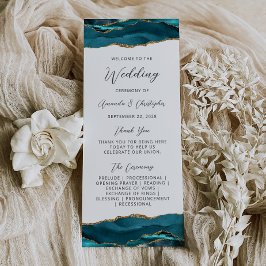 Programa de Boda Agate Azul Teal Dorado Presupuest