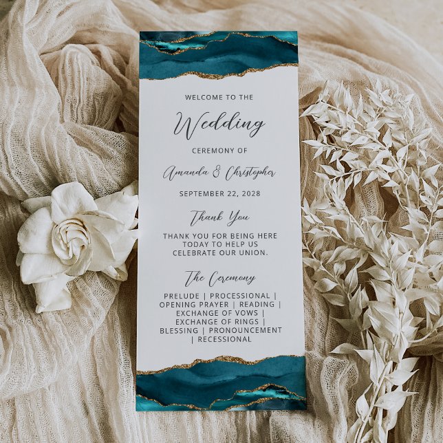 Programa de Boda Agate Azul Teal Dorado Presupuest (Subido por el creador)