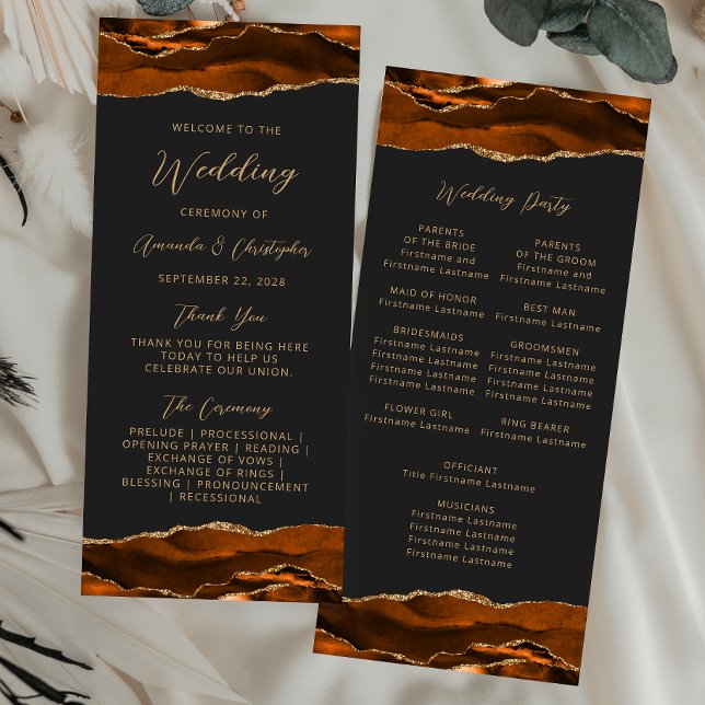 Programa de Boda Agate Quemado Naranja Oscuro Pres (Subido por el creador)
