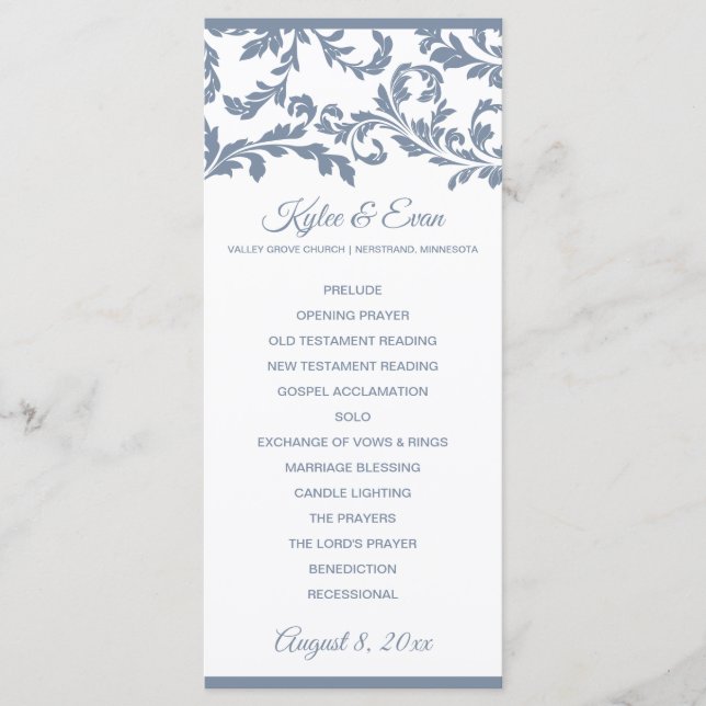 Programa de Boda Alto y Elegante con Floritura | A (Anverso)