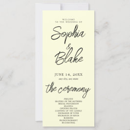 Programa de Boda Amarillo Claro Minimalista Modern
