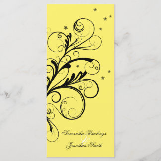 Programa De Boda Amarillo Floral Elegante Swirl