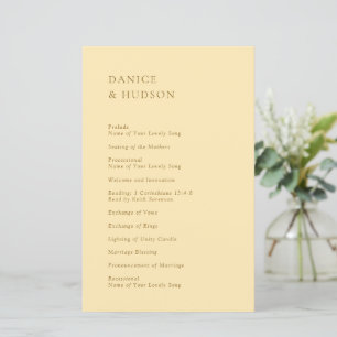 Programa de Boda Amarillo Mantequilla Minimalista 