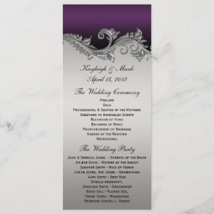Programa de Boda Antiguo Morado Plateado Negro Inv