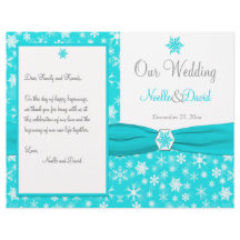 Programa de Boda Aqua, White, Gray Snowflakes