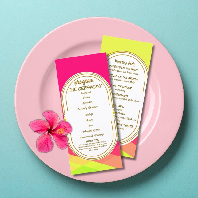 Programa de Boda Arcoíris Rosa Neon Colorido Brill (Subido por el creador)