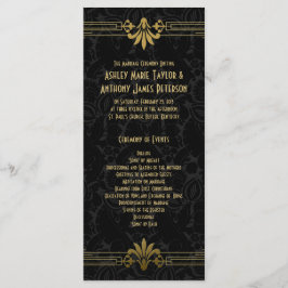 Programa de Boda Art Deco de Black Gold Roaring 20
