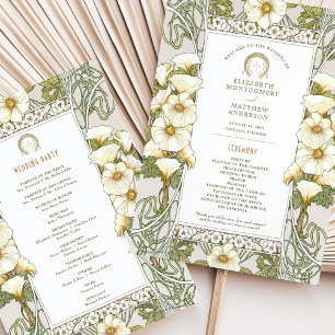 Programa de Boda Art Nouveau Vintage Cream Florals