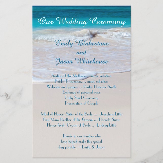 Programa de Boda Asequible Costal Vows (Anverso)
