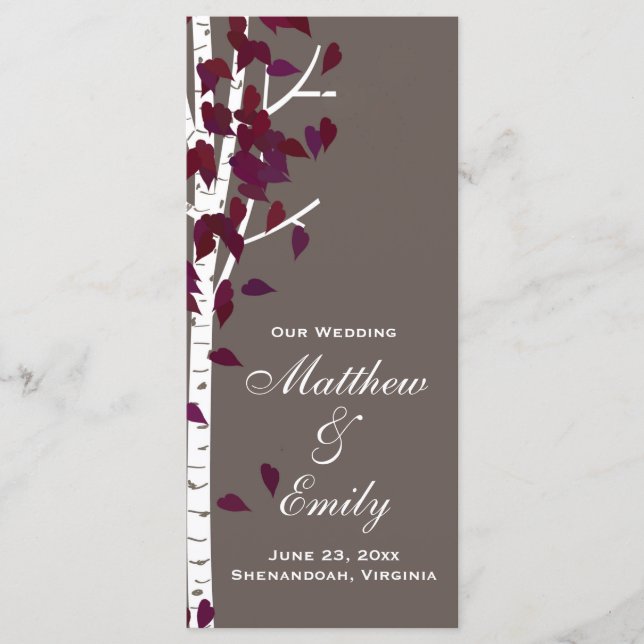 Programa de Boda Aspen Birch Trees (Anverso)