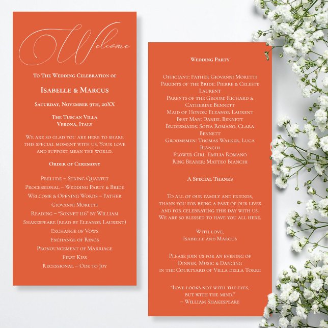 Programa de Boda Atardecer en Verona (Verona Sunset Wedding Program)