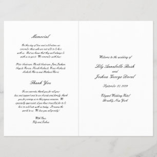 Programa de Boda atemporal y económico en Blanco y