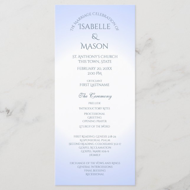 Programa de Boda Azul (Anverso)