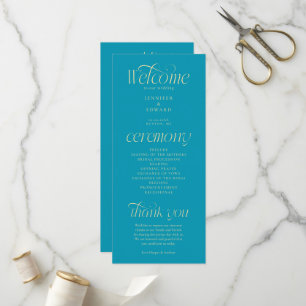 Programa de Boda Azul Aqua Tipografía Moderna