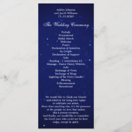 Programa de boda azul. Ceremonia de invierno en no