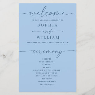 Programa de Boda Azul Cielo Pastel Ceremonia Cos