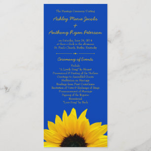 Programa de Boda Azul de Cobalto de girasol amaril
