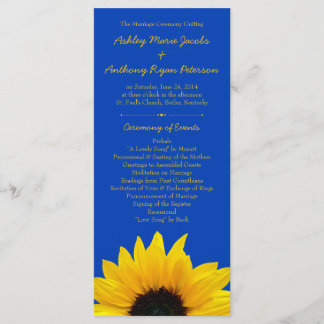 Programa de Boda Azul de Cobalto de girasol amaril