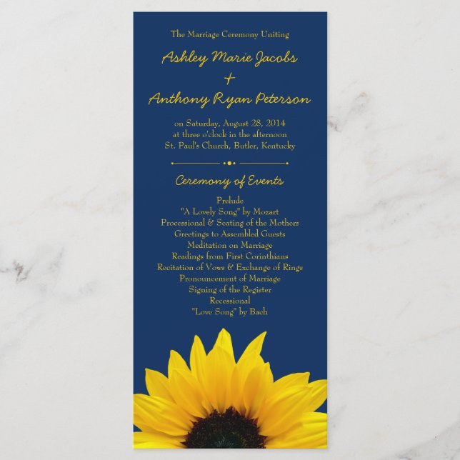 Programa de Boda Azul de la Marina de Flor de Gira (Anverso)